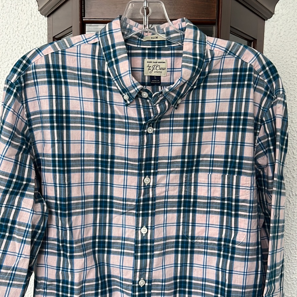 J.Crew stretch plaid casual long sleeve button down secret wash EUC Slim fit M